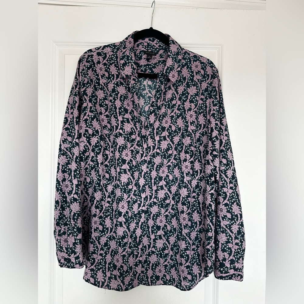 Ann Taylor Floral Blouse. Size XL. Teal & Purple. Like New.